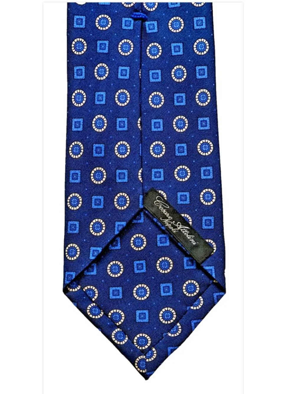 NWOT Cesare Attolini Napoli Geometric Navy Blue Men's Silk Tie 3.25